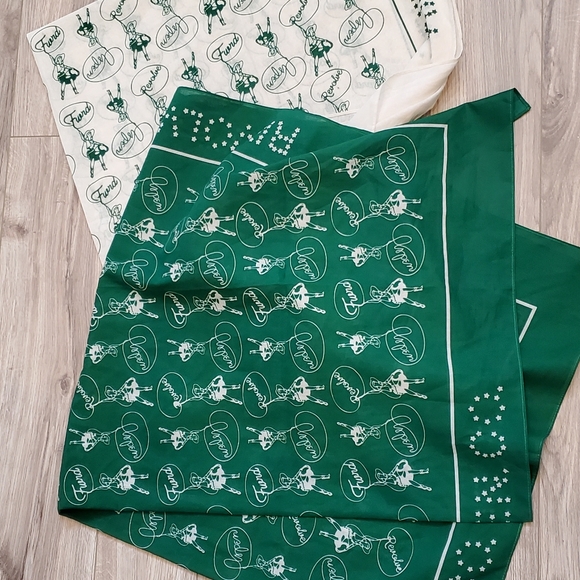 Revolve+FWRD, Aspen Set Of 2 Scarves, Cowgirl/Roping/Lasso, 43", Green/White - Picture 7 of 16